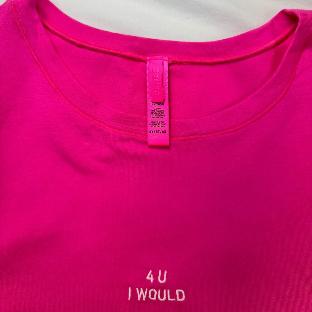SKIMS Hot Pink Cropped Tee 4XL Rare Barbiecore Y2K 4U I WOULD Festival Statement - Picture 7 of 16